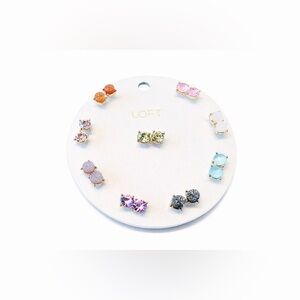 LOFT 9-Pair Gold-Toned Stud Earring Set – Druzy & Sparkle Collection